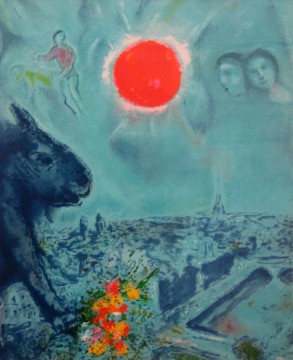 Marc Chagall Werke - Die Sonne über Paris Zeitgenosse Marc Chagall